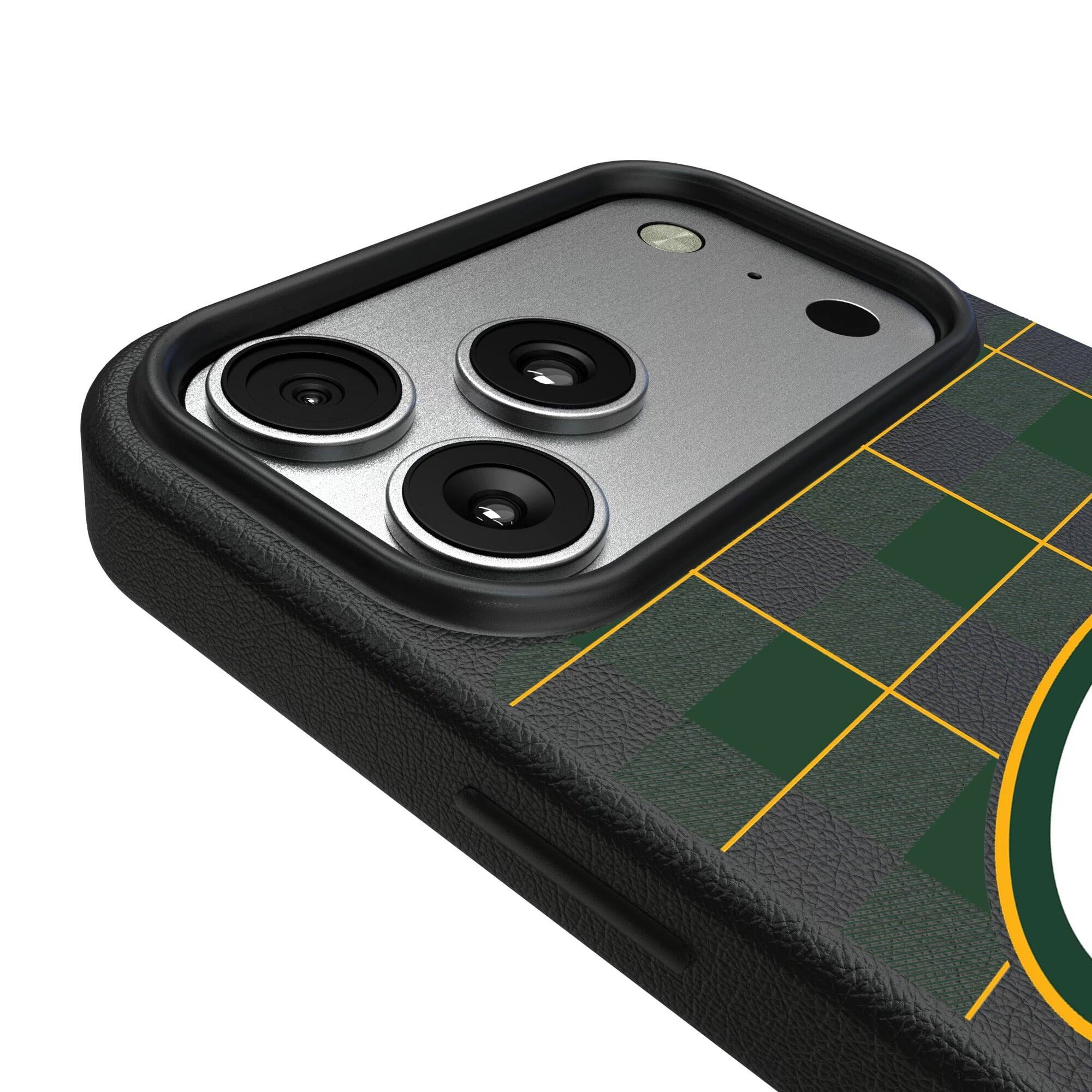 Alt View 2. Keyscaper - Green Bay Packers Plaid Magnetic Bump iPhone Case - 15 Plus - Black.