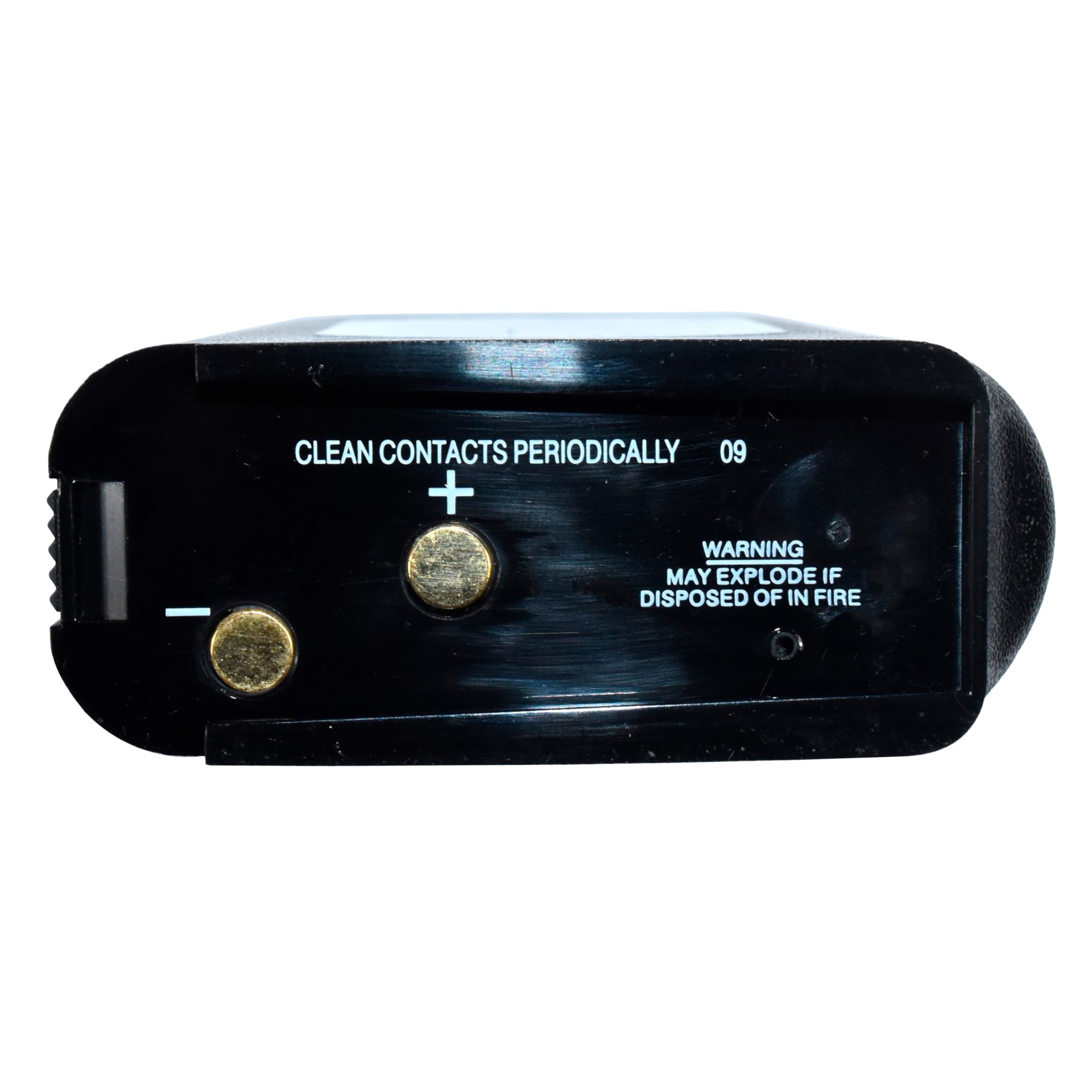 CLEAN CONTACTS PERIODICALLY 09

WARNING
MAY EXPLODE IF DISPOSED OF IN FIRE