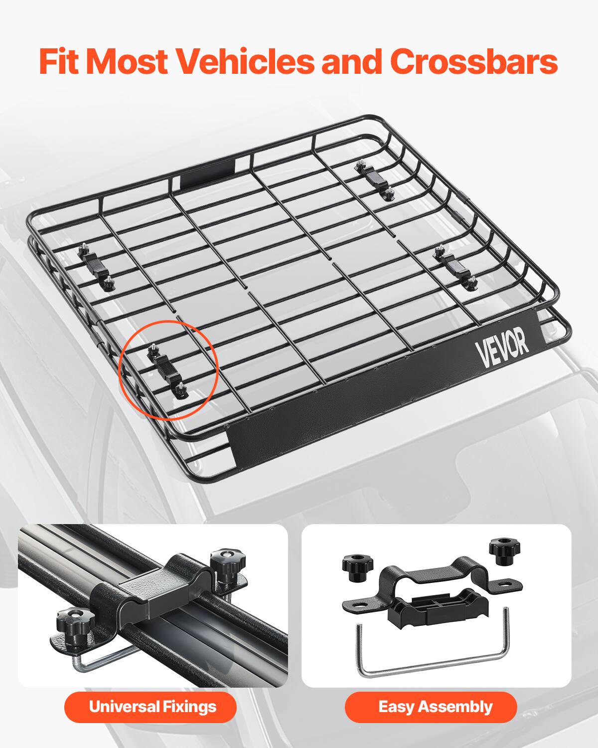Fit Most Vehicles and Crossbars, VEVOR, Universal Fixings, Easy Assembly
