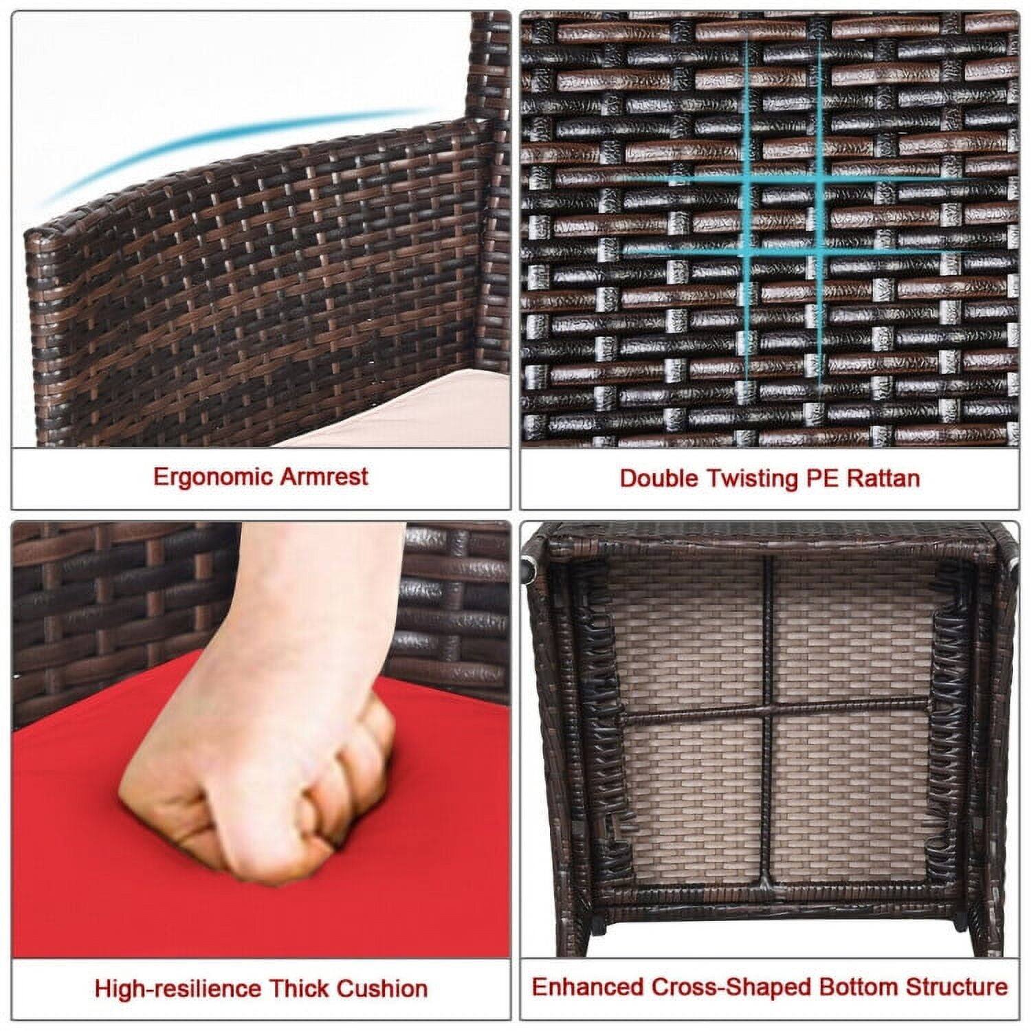 Ergonomic Armrest  
Double Twisting PE Rattan  
High-resilience Thick Cushion  
Enhanced Cross-Shaped Bottom Structure