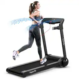 Pefilos - 3HP Electric Folding Treadmill with Bluetooth Speaker- Home Fitness Equipment for Walking & Running - Silver