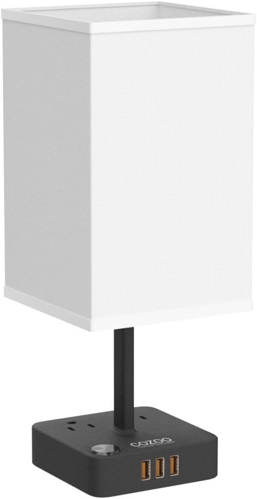 Alt View 2. Stamp n Camp - cozoo Bedside Table Lamp with 3 Levels Brightness Dimmable Table Lamp with USB C+A Charging Ports 2 AC Outlets... - 3-Way Dimmable - No RGB.