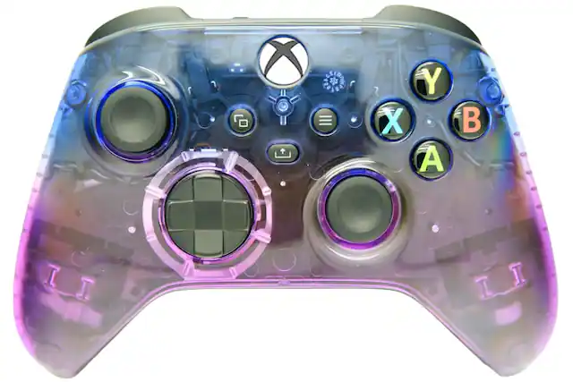 Front. ProControllers - Custom Wireless Controller for Xbox Series X|S, Xbox One, & PC - Clear Blue & Purple.
