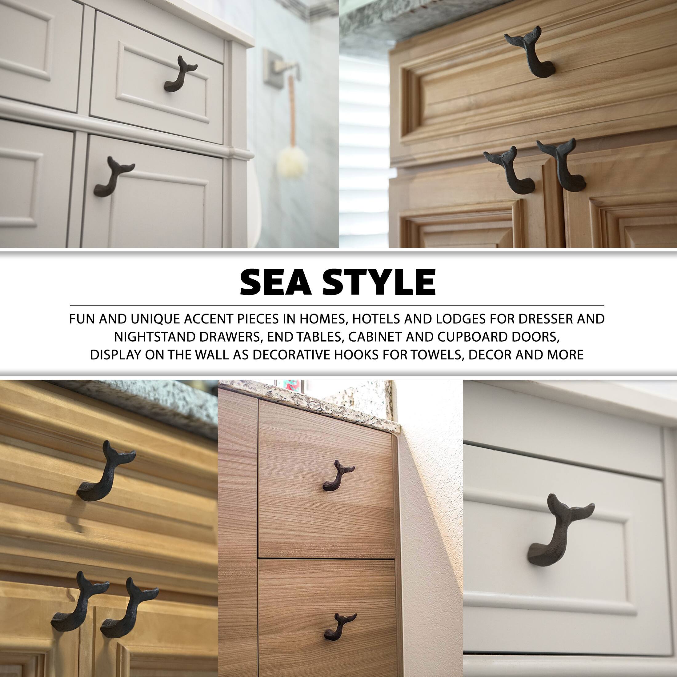 SEA STYLE

FUN AND UNIQUE ACCENT PIECES IN HOMES, HOTELS AND LODGES FOR DRESSER AND NIGHTSTAND DRAWERS, END TABLES, CABINET AND CUPBOARD DOORS, DISPLAY ON THE WALL AS DECORATIVE HOOKS FOR TOWELS, DECOR AND MORE