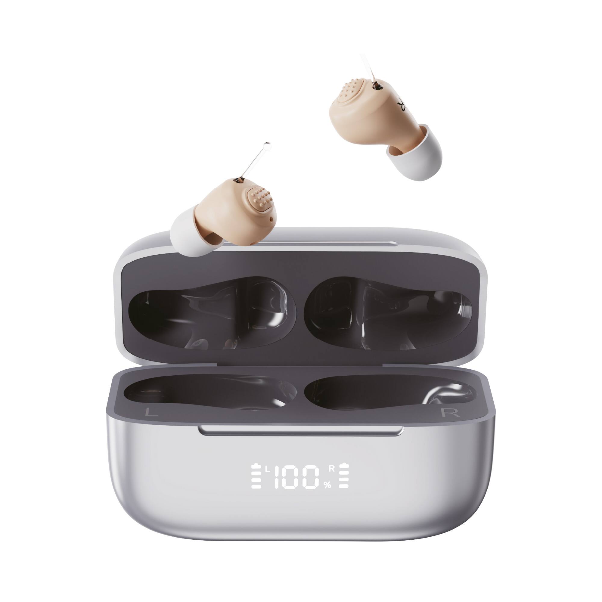 Back. Pursonic - Rechargeable OTC Hearing Aids for Adults with 4 Hearing Modes & 6 Adjustable Volume Levels - Grey.