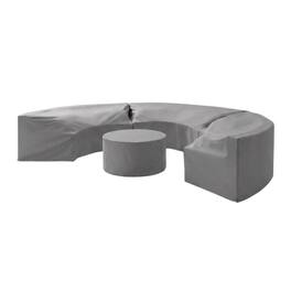 Crosley Furniture - Catalina 4Pc Outdoor Furniture Cover Set, 3 Round Sectional Sofas & Coffee Table - Gray