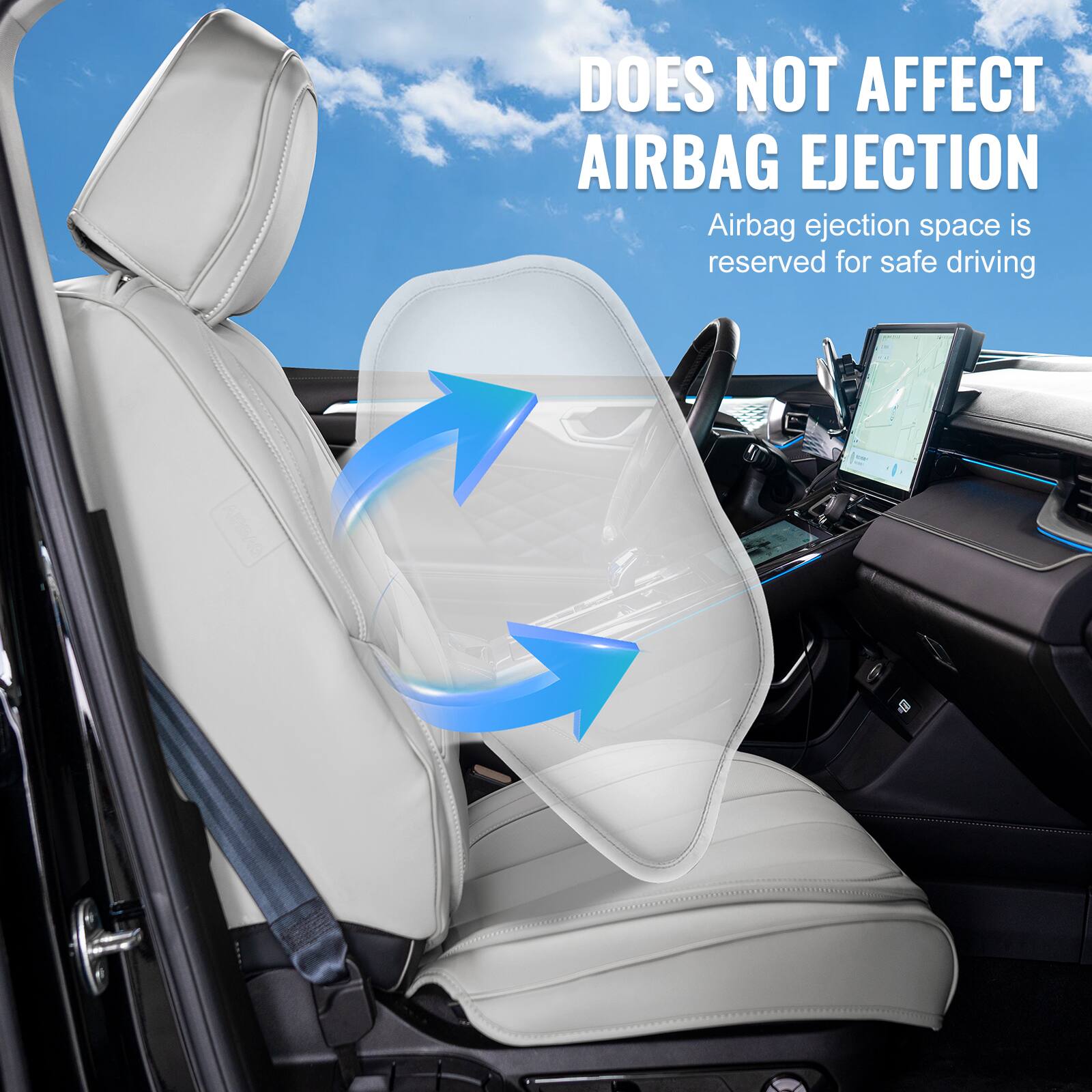 DOES NOT AFFECT AIRBAG EJECTION  
Airbag ejection space is reserved for safe driving