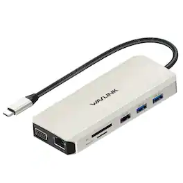 Bundle - WAVLINK - USB C 12-in-1 Hub/ Docking Station, Triple Display Type-C Adapter with 2x 4K HDMI and 1x 2K VGA Port, 85W Lapto - Silver