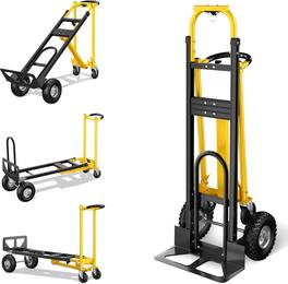 Silvel - 3-in-1 52 in. x 18 in. Aluminum Hand Platform Tool Cart-550-770-Lb. Capacity - black and yellow