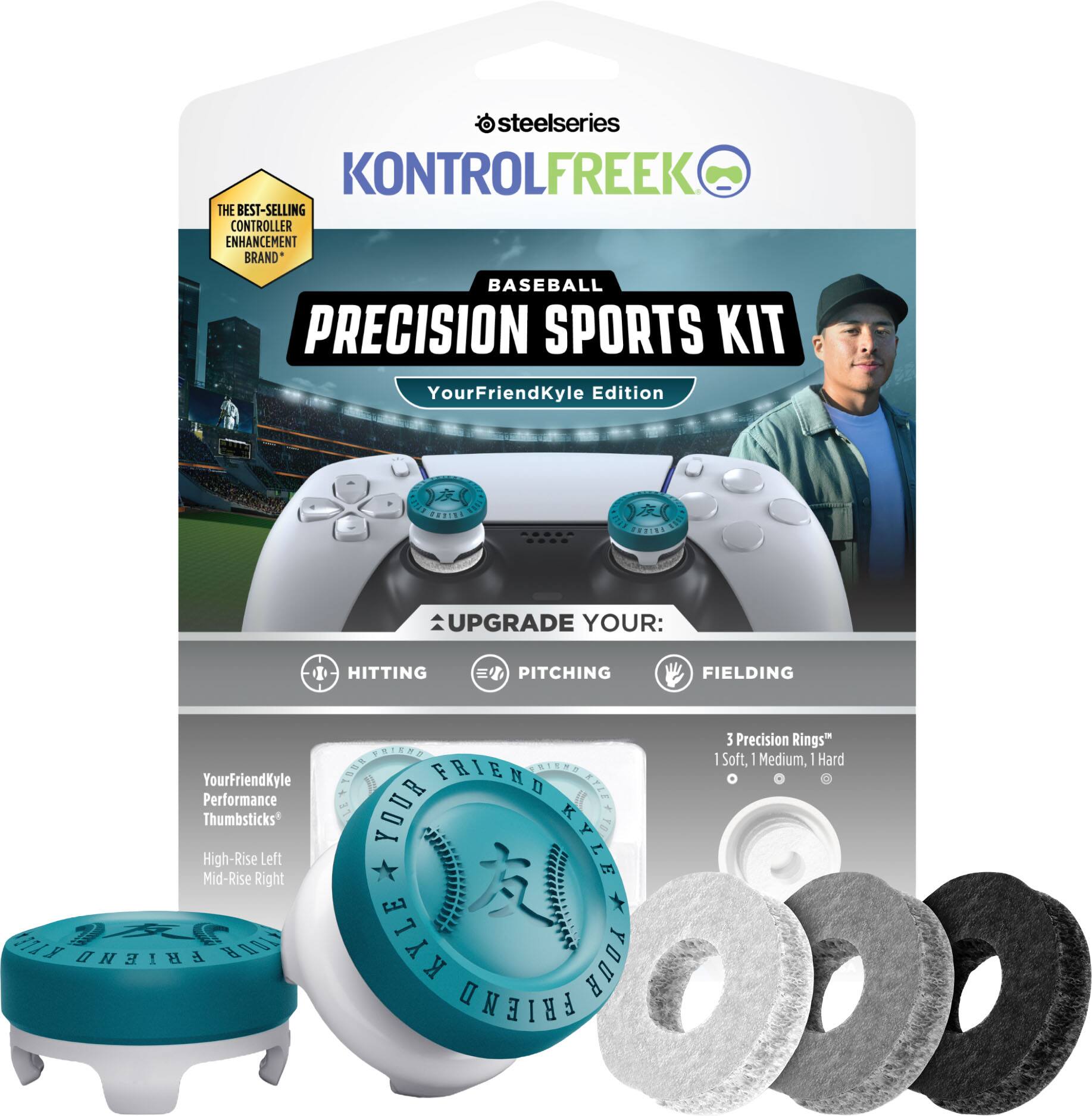 KontrolFreek - YourFriendKyle Edition Baseball Precision Sports Kit for PlayStation 5 and PlayStation 4 - Teal/White price history on PriceWatchPro