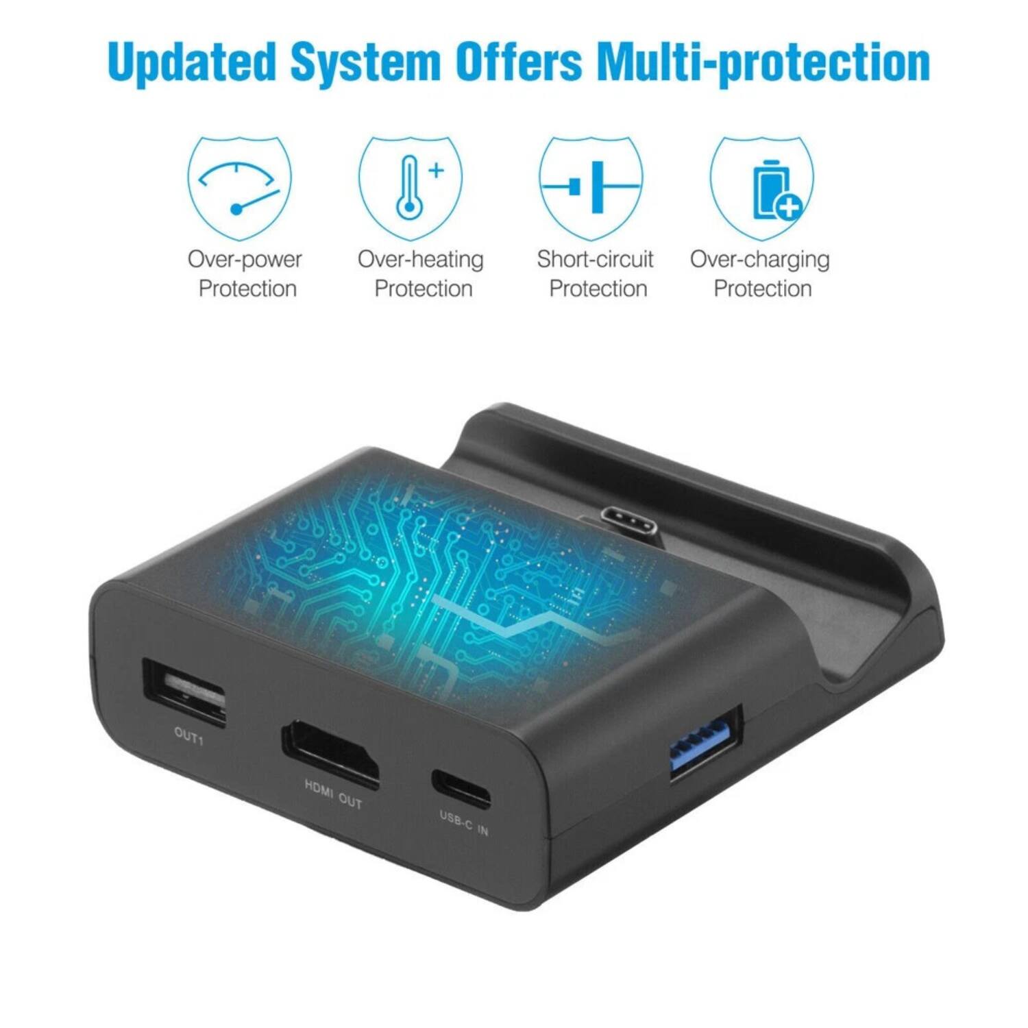 Updated System Offers Multi-protection

- Over-power Protection
- Over-heating Protection
- Short-circuit Protection
- Over-charging Protection

OUT1 HDMI OUT USB-C IN