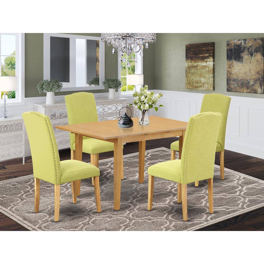 Left. East West Furniture - Dining Room Set Oak - Brown.