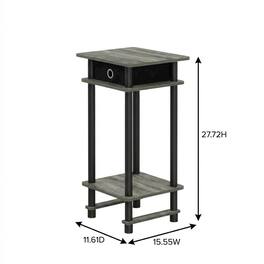 FurniFact - French Oak Grey and Black Tall End Table with Storage Bin - French Oak Grey/Black/Black