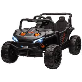 BreeBe - Qaba 12V Kids UTV, Battery-Powered Ride-On Truck, 3.7 MPH Off-Road Car with Remote, Suspension, Horn, 3 Speeds - Black