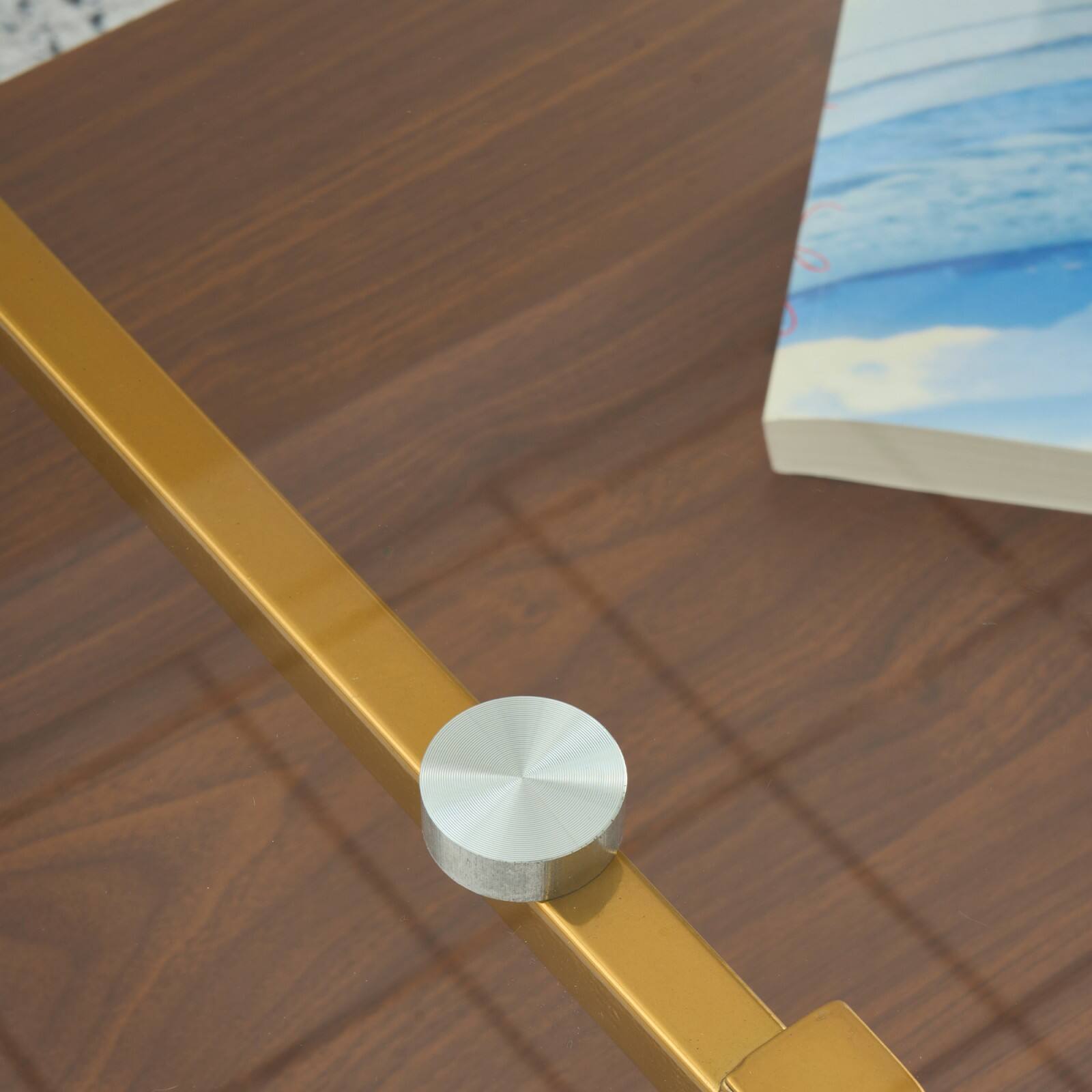 Alt View 9. Ecooso - Rectangle Coffee Table with Tempered Glass top and White Metal Legs, Modern Table for Living Room - Transparent.