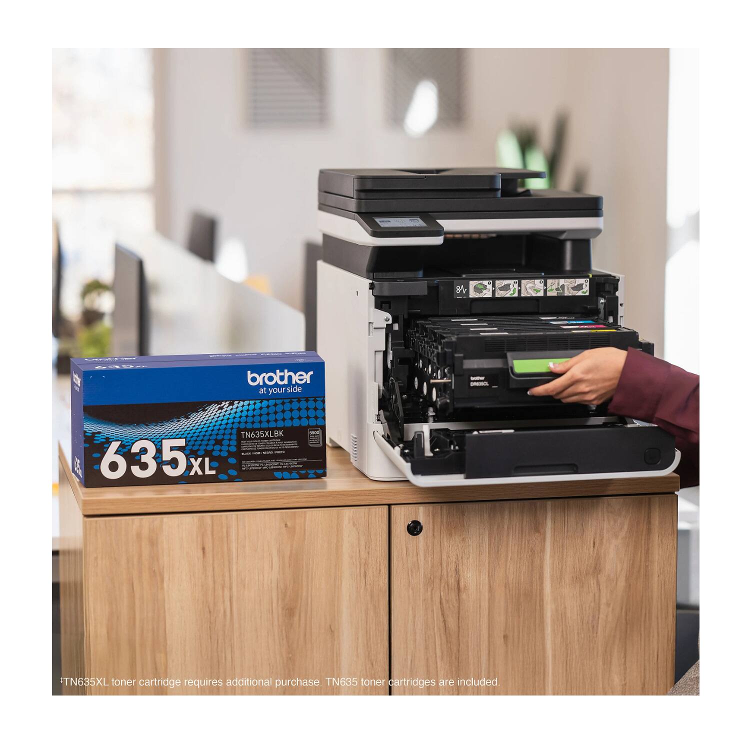 BV brother at your side - TN635XLBK | 635L XL - TN635XL toner cartridge requires additional purchase. TN635 toner cartridges are included.