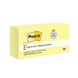 Post-it - Recycled Pop-up Notes, 3" x 3", Canary Collection, 100 Sheet/Pad, 12 Pads/Pack - Yellow