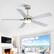 Back. Breezary - 52" Modern Indoor Ceiling Fan with LED Light, 5 Reversible Plywood Blades, 6-Speed DC Motor, Remote, Timer, 5" Downrod - Satin Nickel and Silver.