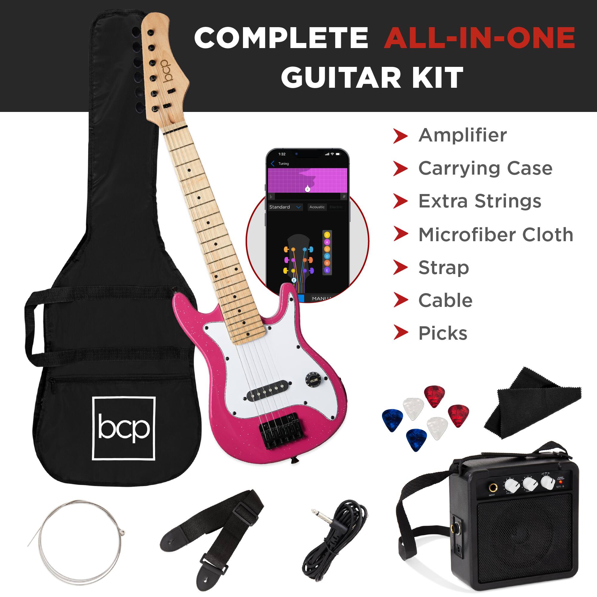 COMPLETE ALL-IN-ONE GUITAR KIT

- Amplifier
- Carrying Case
- Extra Strings
- Microfiber Cloth
- Strap
- Cable
- Picks