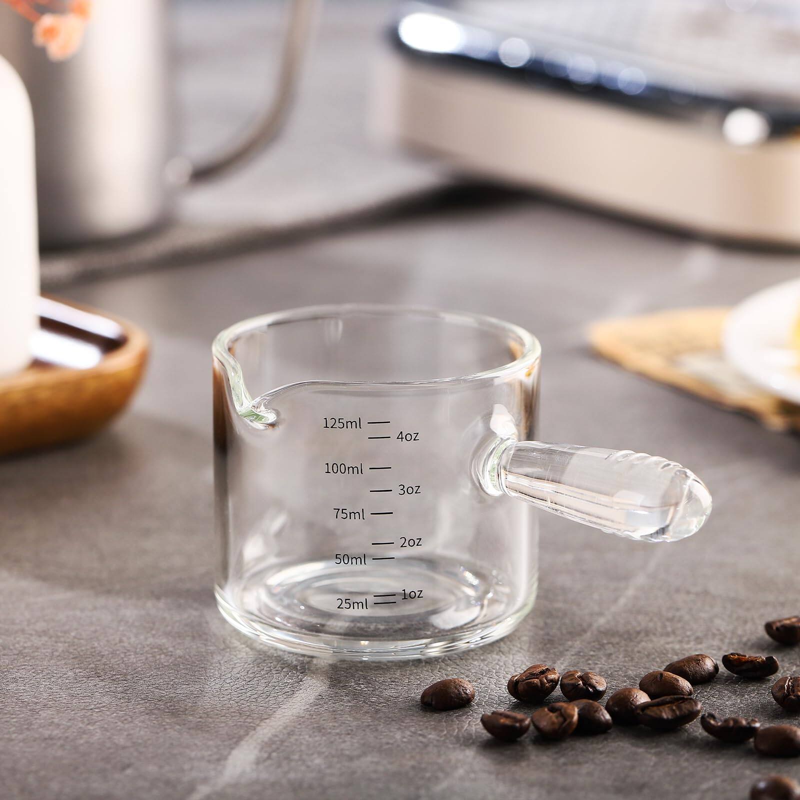 Dapper Styles Espresso Glass Cups With Handle And Dual scale V shaped ...