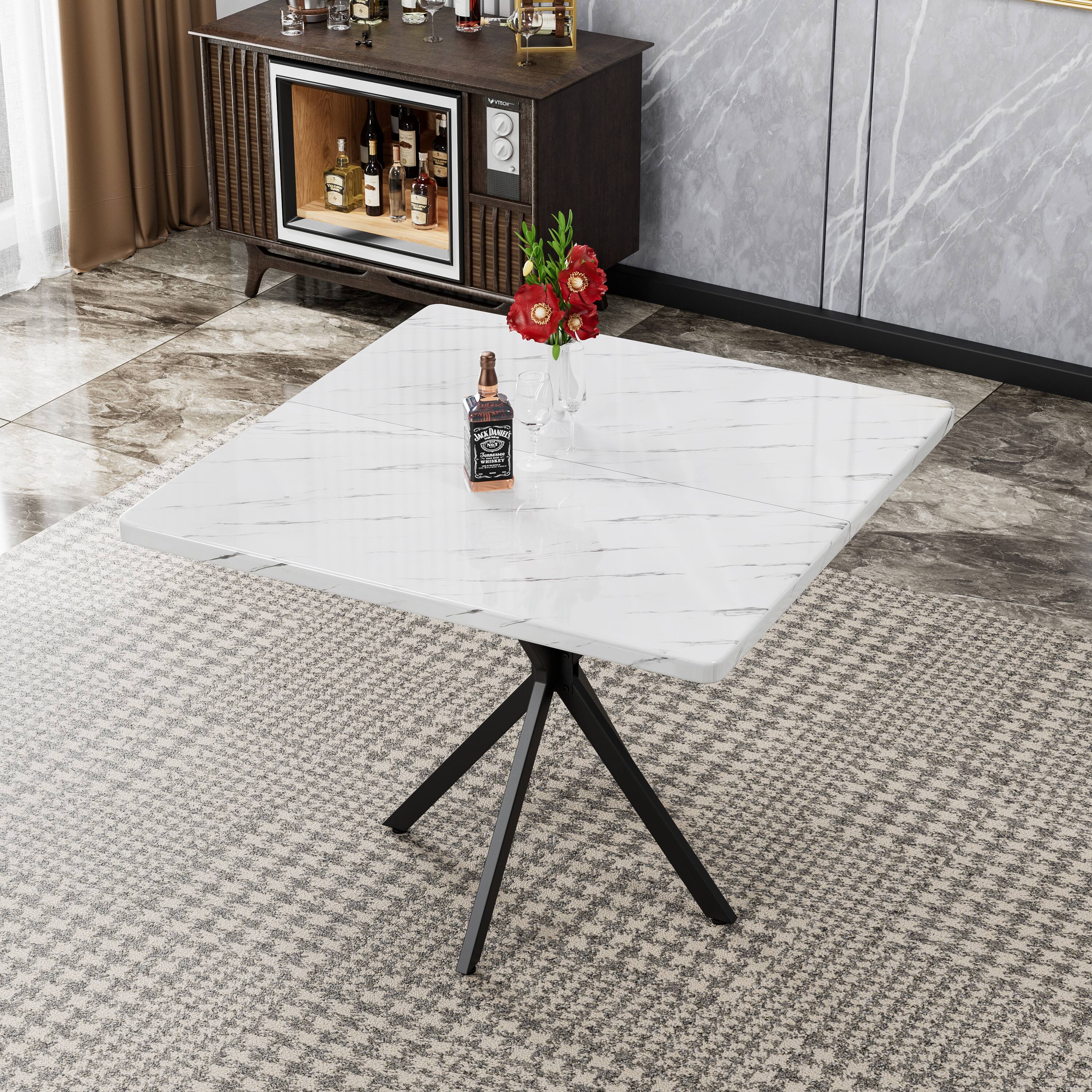 Alt View 1. Ecooso - Square Dining Table, Mid Century Modern Square Dining Table for 4-6 Person, Coffee Table， Office, Save Space - White.