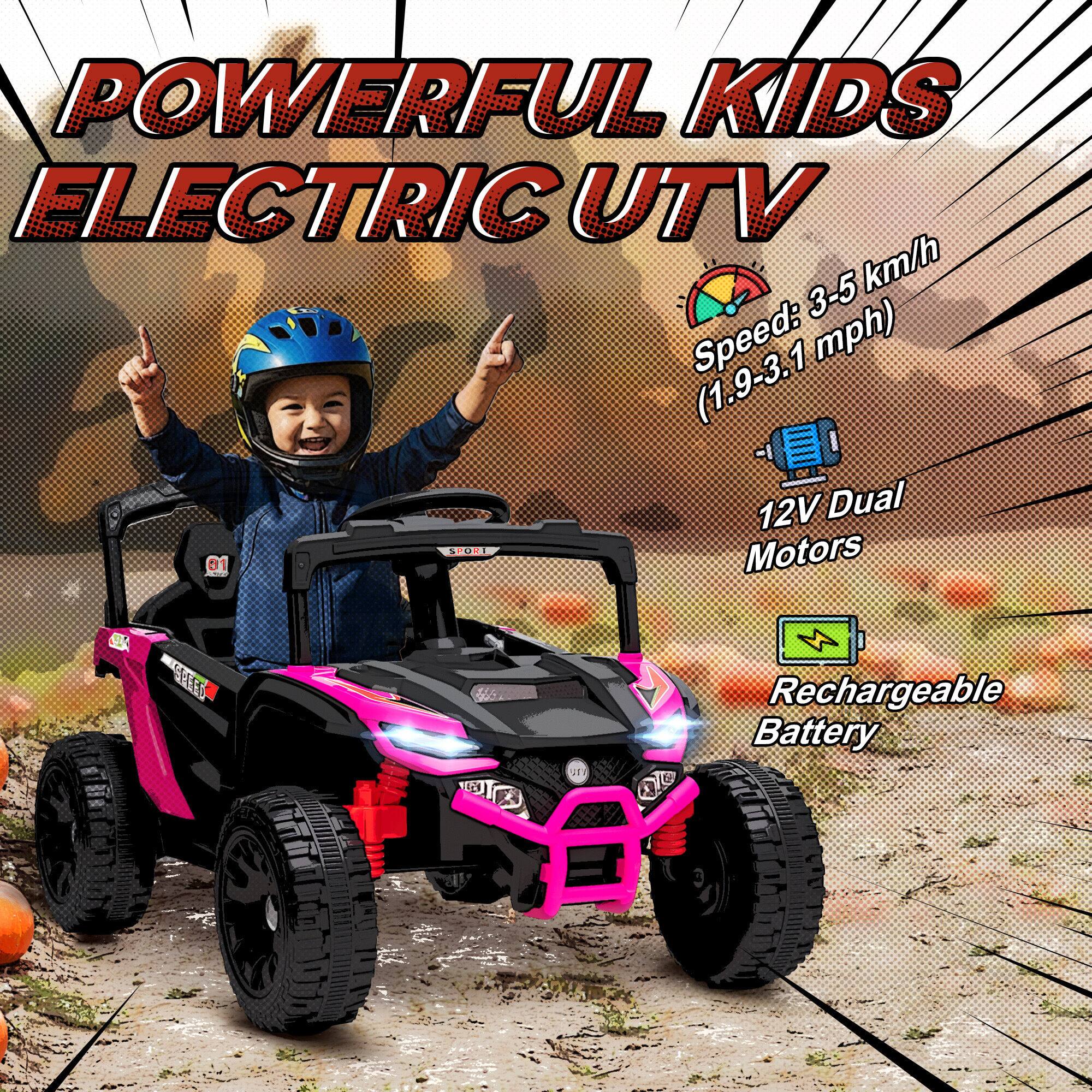 POWERFUL KIDS ELECTRIC UTV  
Speed: 3-5 km/h (1.9-3.1 mph)  
12V Dual Motors  
Rechargeable Battery