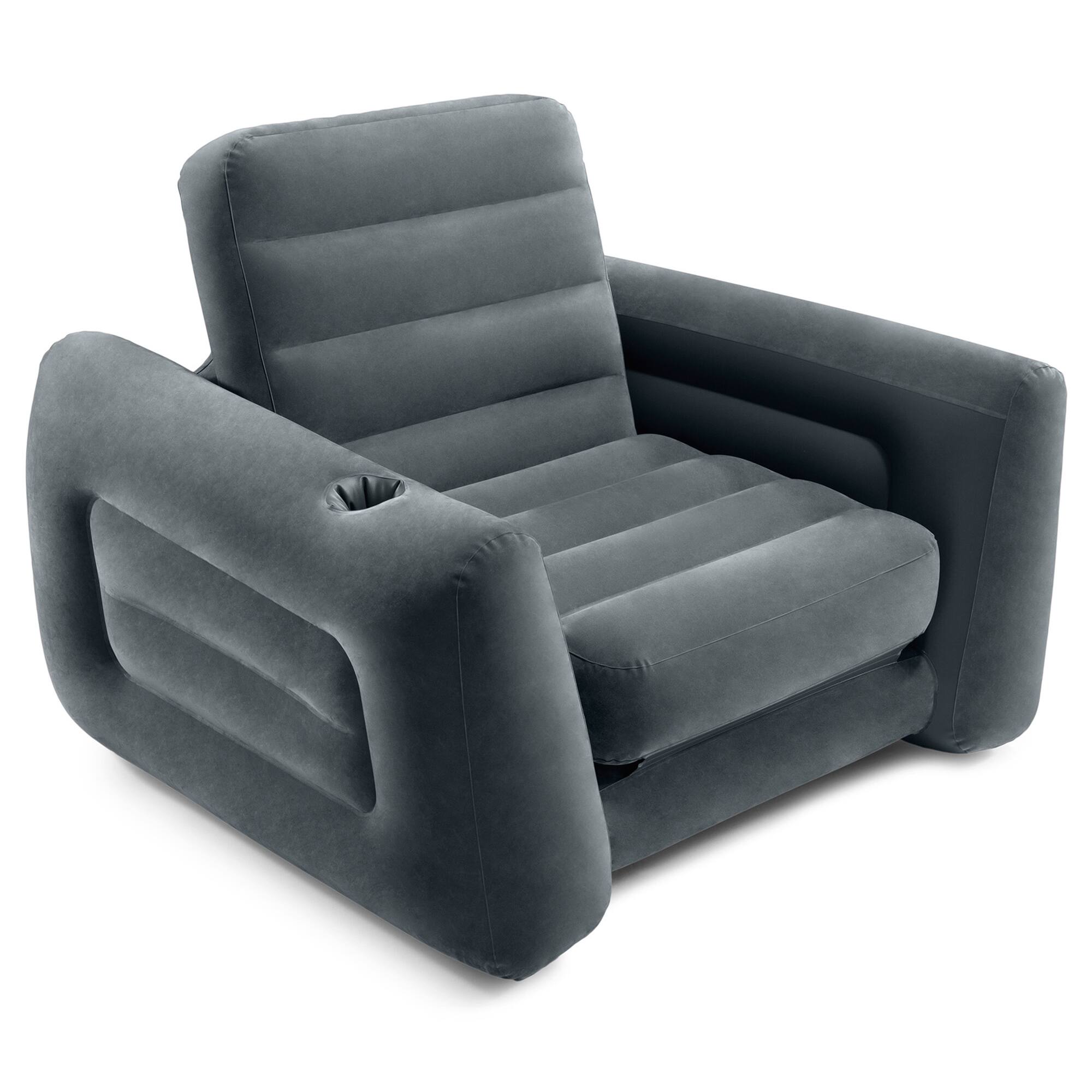 Alt View 3. Intex - Intex Inflatable Pull Out Sofa Chair Sleeper w/ Twin Sized Air Mattress (3 Pack) - Charcoal.