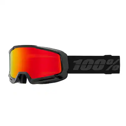 Front. 100% - 100 Percent Okan Black Snow Goggles with Scratch Resistant HiPER Red Mirror Lens - N/A.