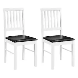 Gymax - Dining Chairs Set of 2 w/ Hollowed Backrest Padded Seat & Rubber Wood Legs - White