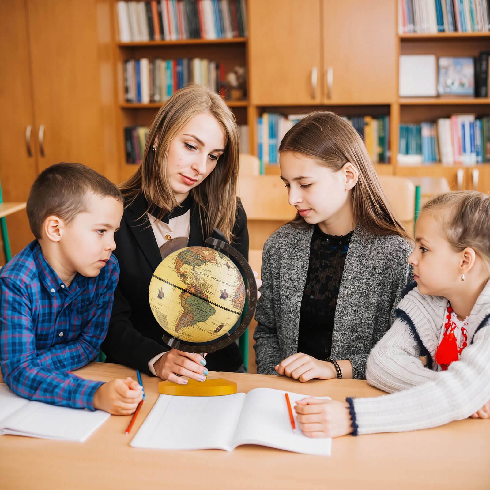 Alt View 3. Costway - Costway Antique World Globe for Kids & Adults 5.5-Inch Desktop Rotating Globe for Home - Bronze.