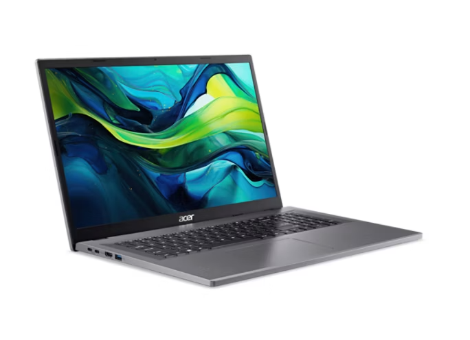 Angle. Acer - Aspire Go 17 AG17-31P-322M Laptop – 17.3" Display, Intel N-Series, 8GB RAM, 256GB SSD - Gray.