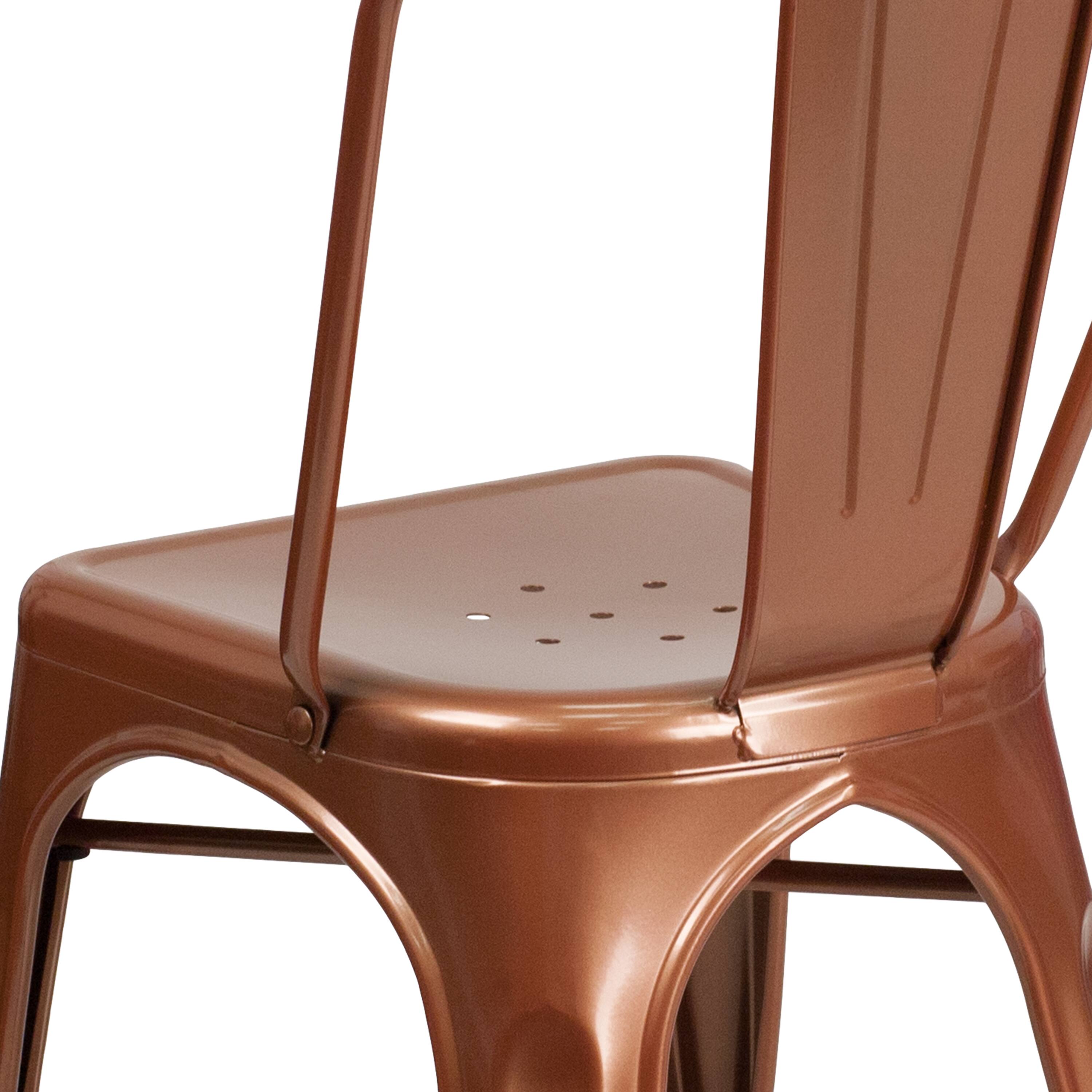 Alt View 8. Emma + Oliver - Commercial Grade Colorful Metal Indoor-Outdoor Dining Stack Chair - Copper.