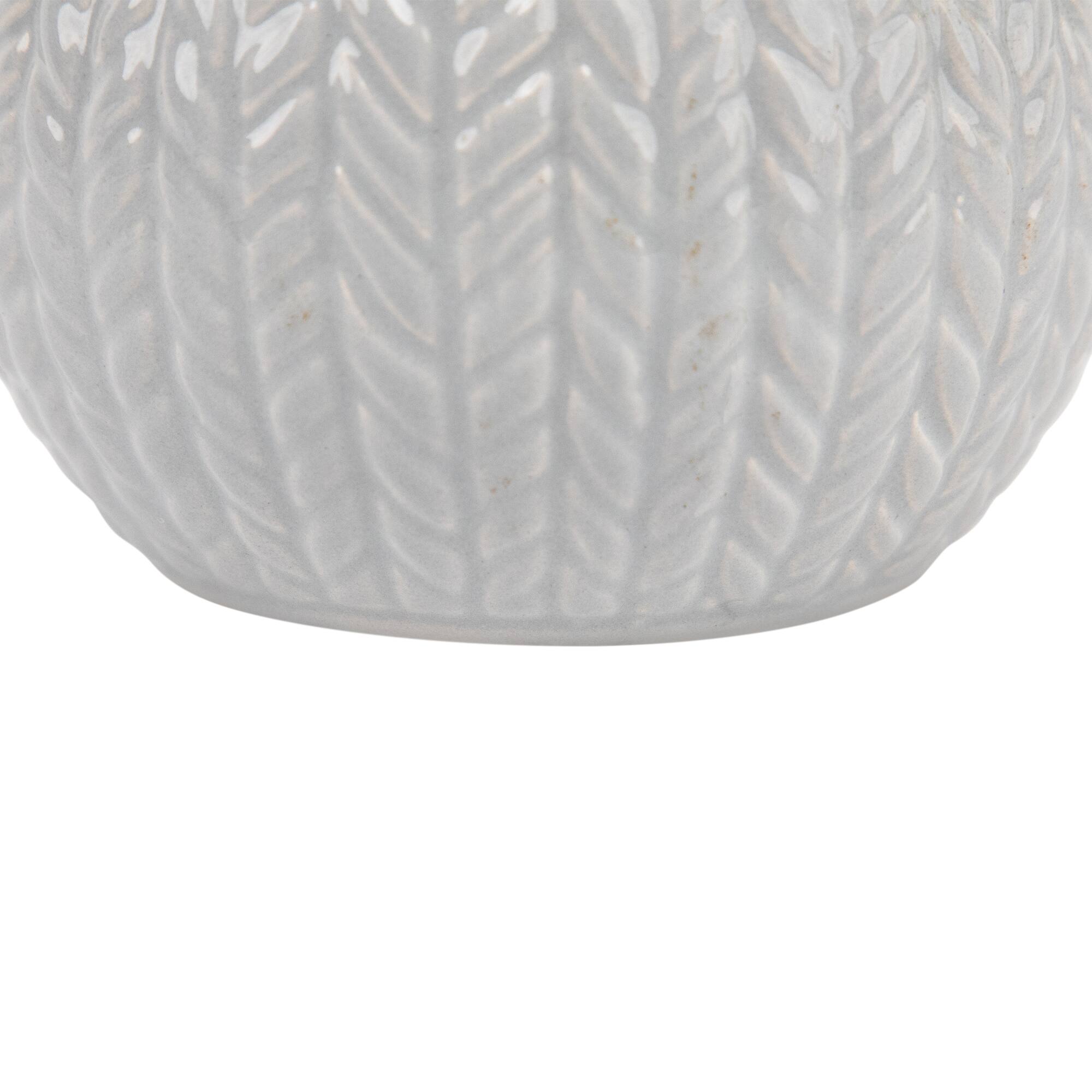 Alt View 5. Northlight - Ceramic Cable Knit Christmas Candle Holder - 3.75" - Gray - Gray.
