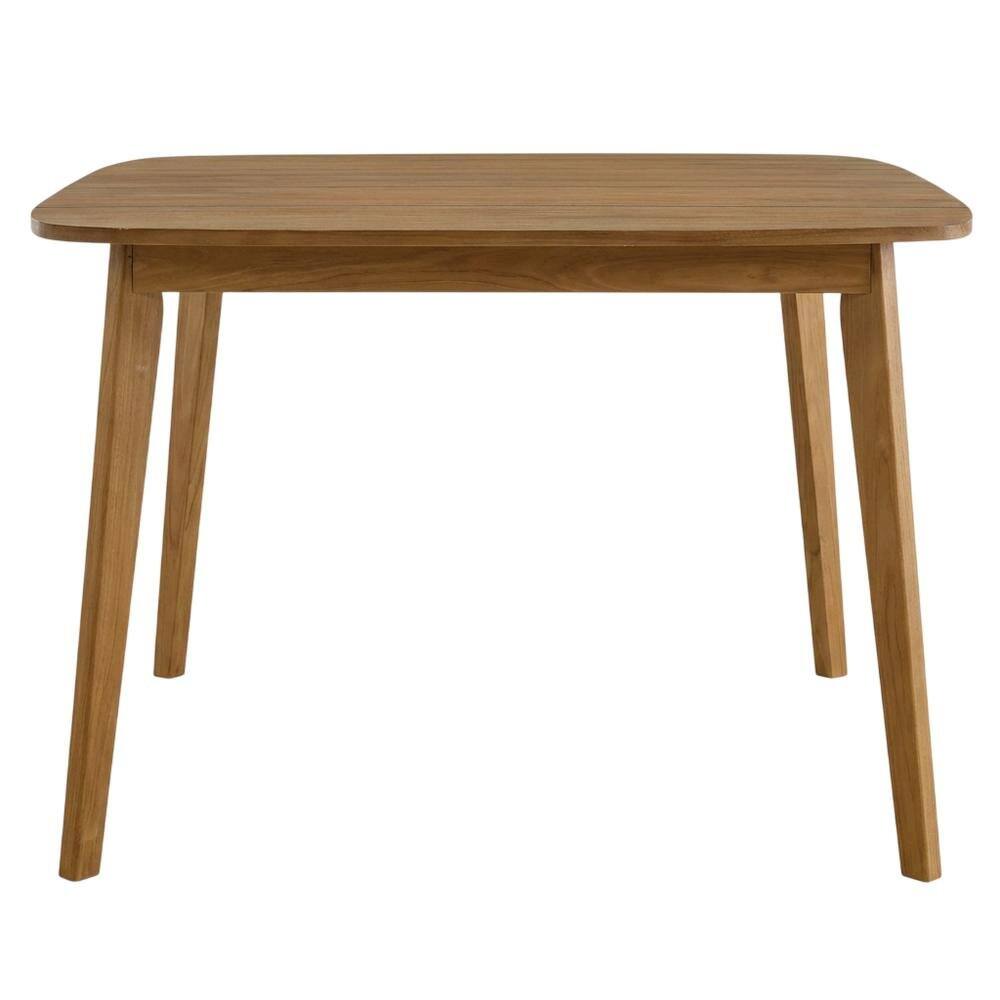 Back. Outdoor Escape - Square Outdoor Dining Table In Teak Wood, Spacious, Weather-Resistant Design - Brown.