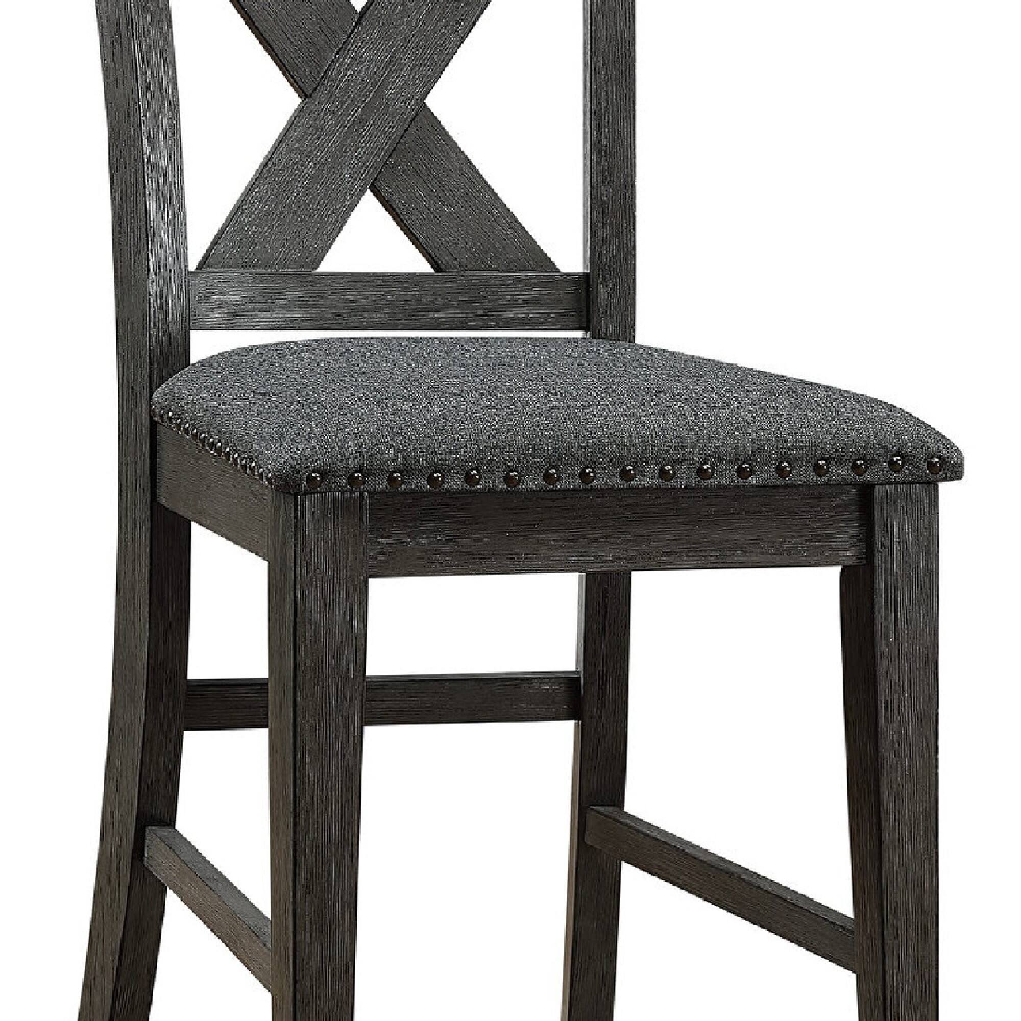 Alt View 2. Manhattan Lane - Chair with High X Shaped Back and Nailhead Trim, Set of 2 - Brown.