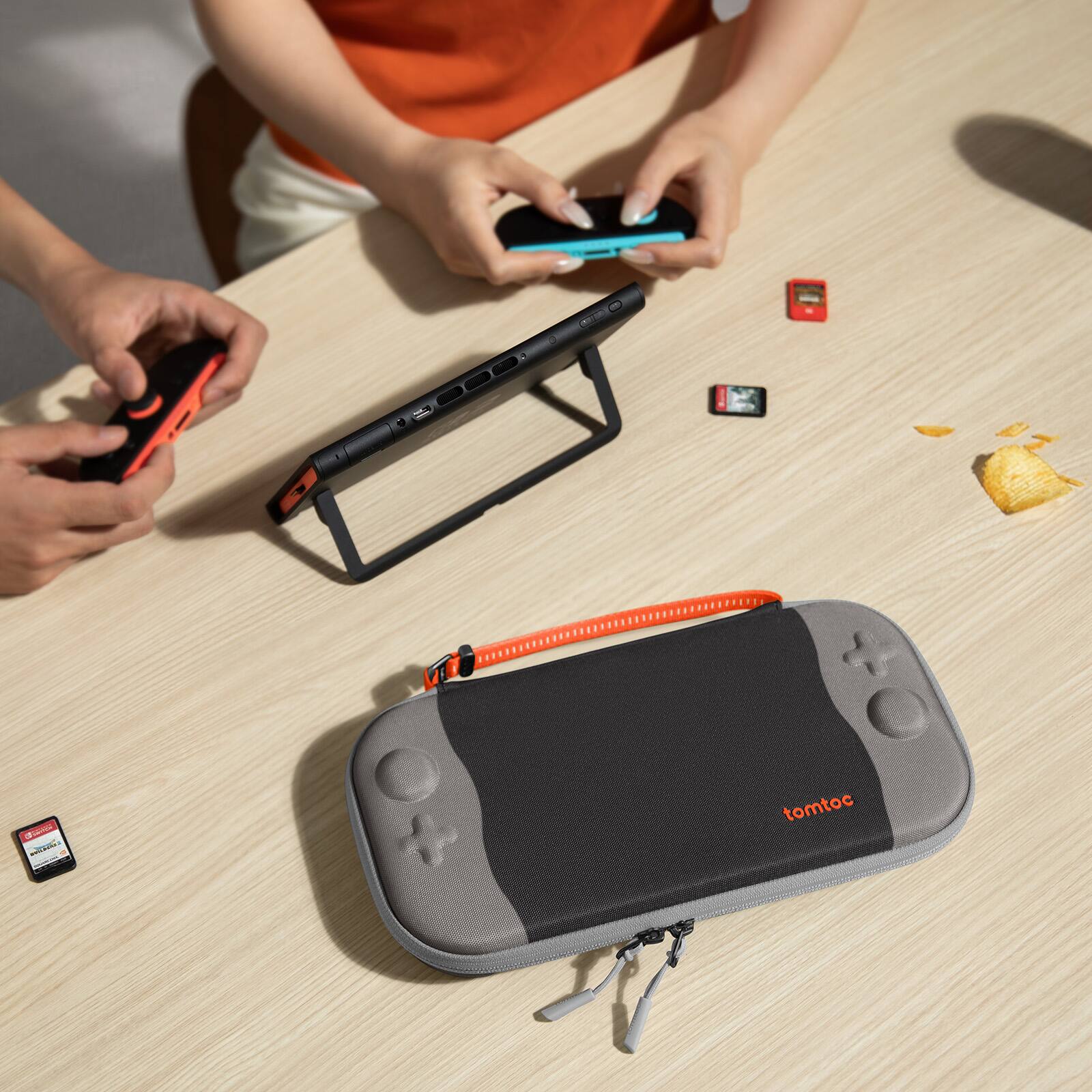 Back. tomtoc - tomtoc Slim Carrying Case for Nintendo Switch 2 Model 2025, Odorless Protective Hard Shell with 12 Game Card Slots - Sesame.