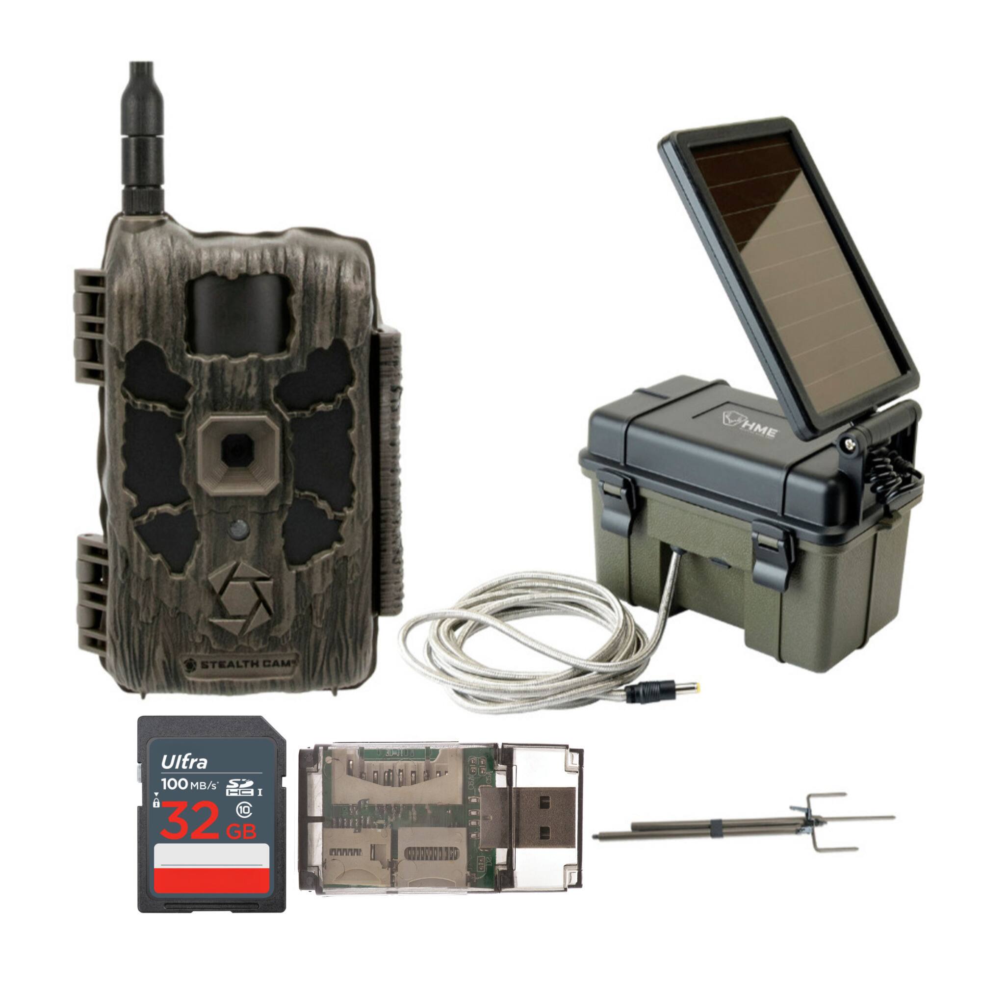 Stealth Cam - 40MP Deceptor Max Cellular Trail Camera with Solar Power Pack Mount Stick 32GB Memory Cards and Card Reader