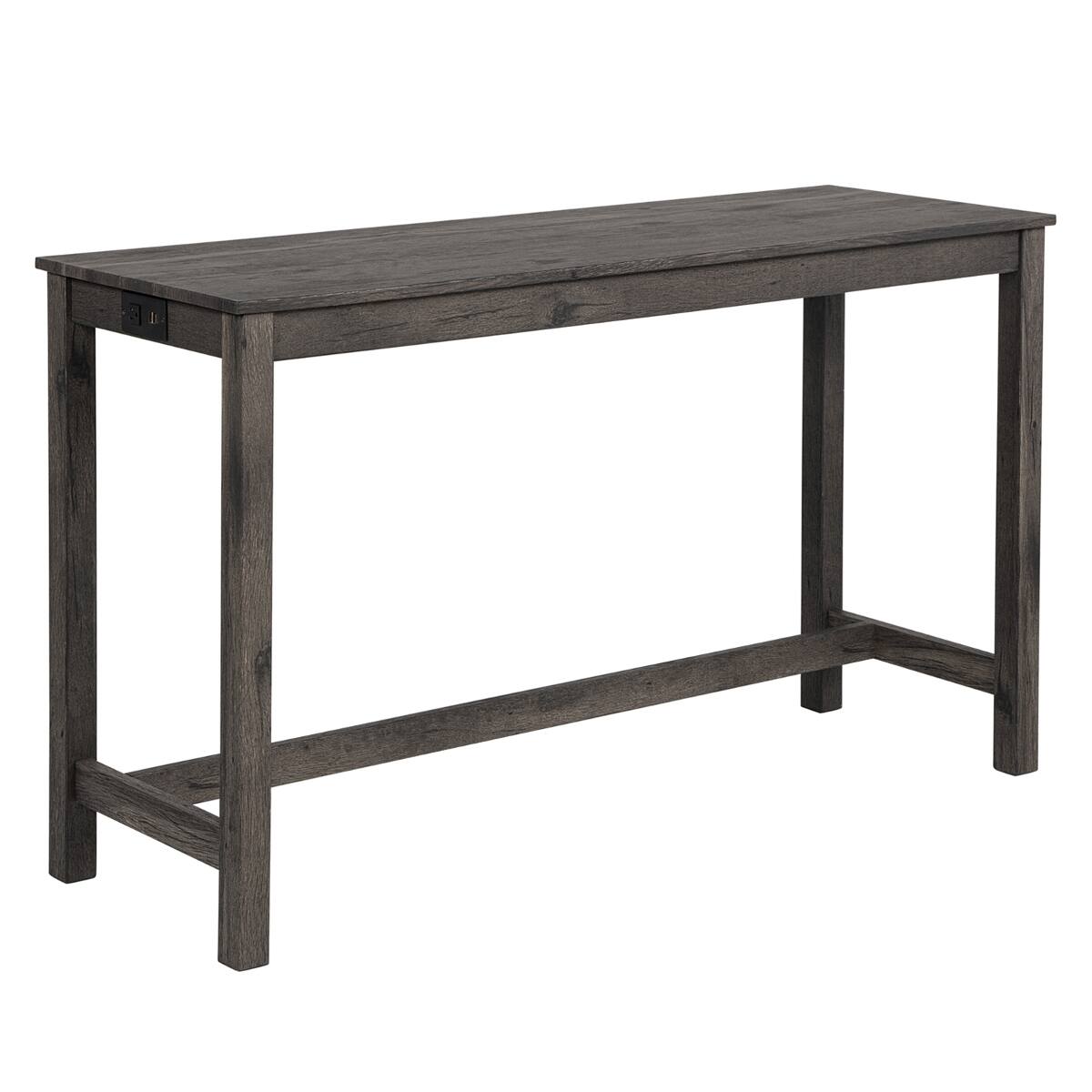 Alt View 6. Loheer - Loheer Bar Table Set with Power Outlet, Three Stools, Dark Gray Rectangular Dining Set - Dark Gray.