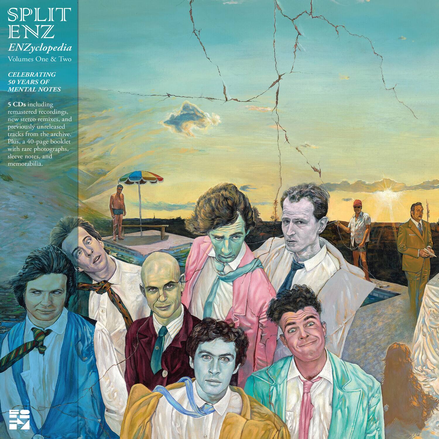 SPLIT ENZ  
ENZyclopedia  
Volumes One & Two  

CELEBRATING 50 YEARS OF MENTAL NOTES  

5 CDs including remastered recordings, new stereo remixes, and previously unreleased tracks from the archive. Plus, a 40-page booklet with rare photographs, sleeve notes, and memorabilia.