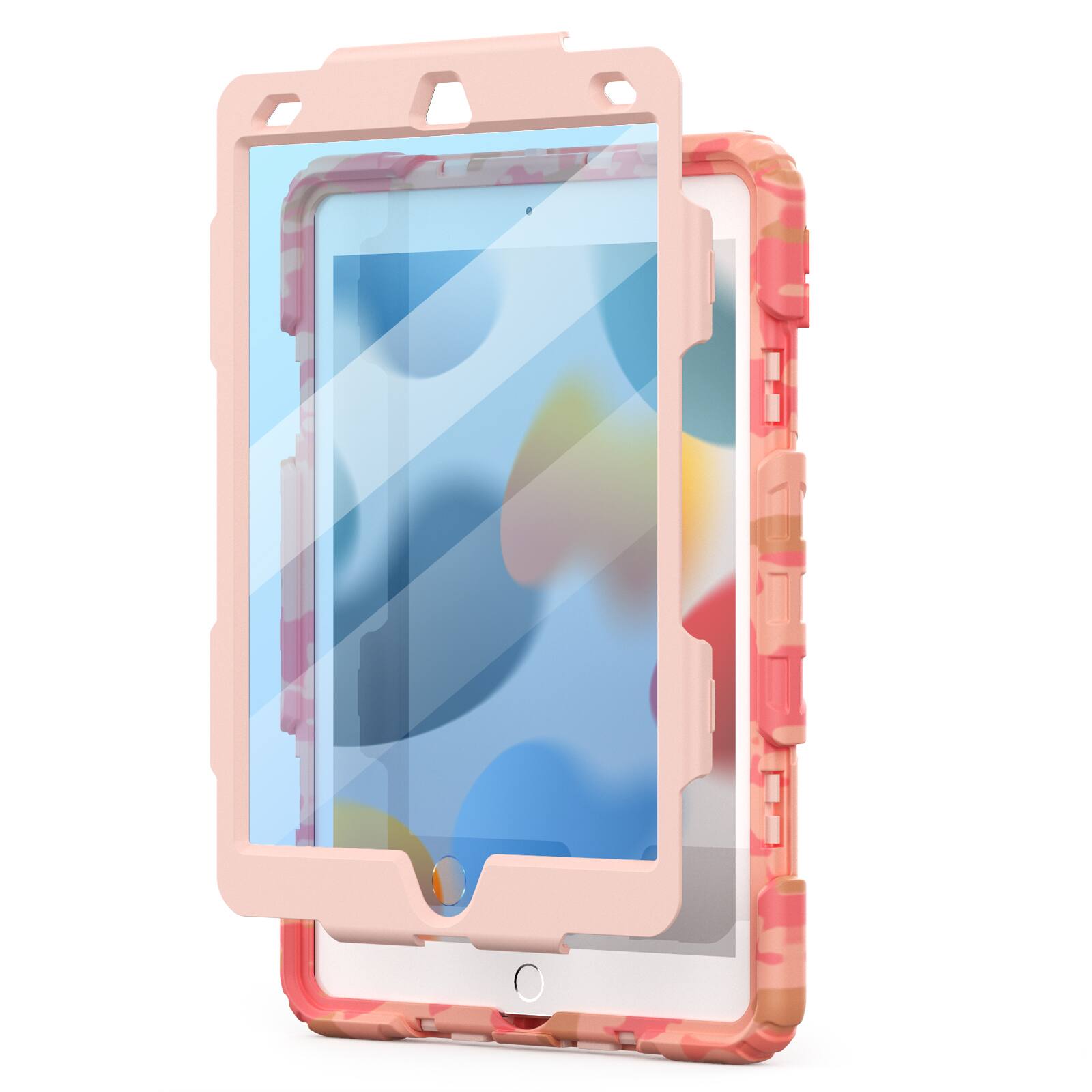 Alt View 1. Dteck - for Apple iPad (9th Generation) 10.2" 2021 & iPad 8th/7th Gen 10.2" 2020/2019 Heavy Duty Stand Case w/ Screen Protector - Pink.