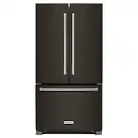 KitchenAid - 21.9 Cu. Ft. French Door Counter-Depth Refrigerator - with Printshield Finish - Black Stainless Steel - Front_Zoom