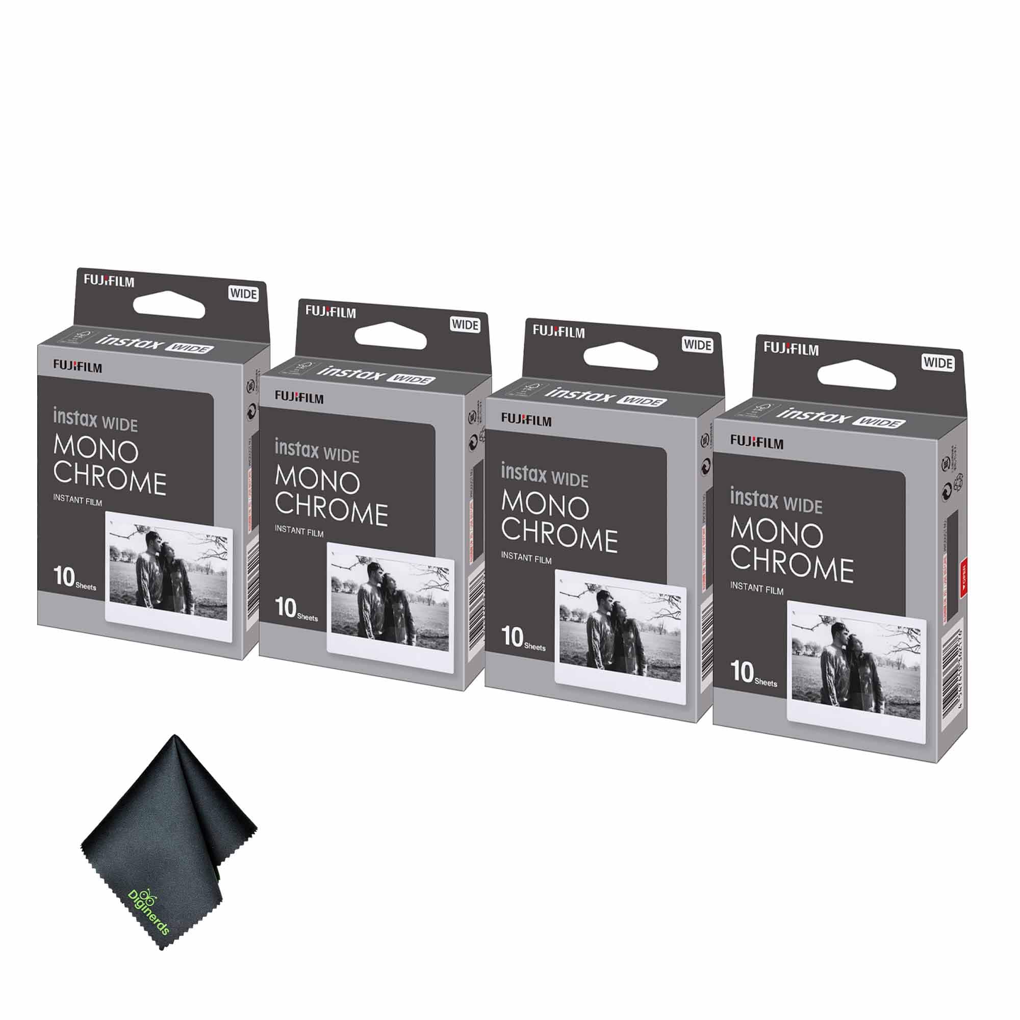 Fujifilm - 4xFUJIFILM INSTAX Wide Monochrome Instant Film (10 Exposures), Microfiber Cleaning Cloth, Bundle price history on PriceWatchPro