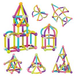 PicassoTiles - 50 PC Magnetic Stick, Magnetic Building Construction Toy Set for Kids Age 3+