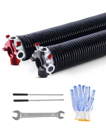 Front. VEVOR - Garage Door Torsion Springs, Pair of 0.234 x 2 x 28 in, 16000 Cycles, Electrophoresis Black Coated for Replacement - Black.