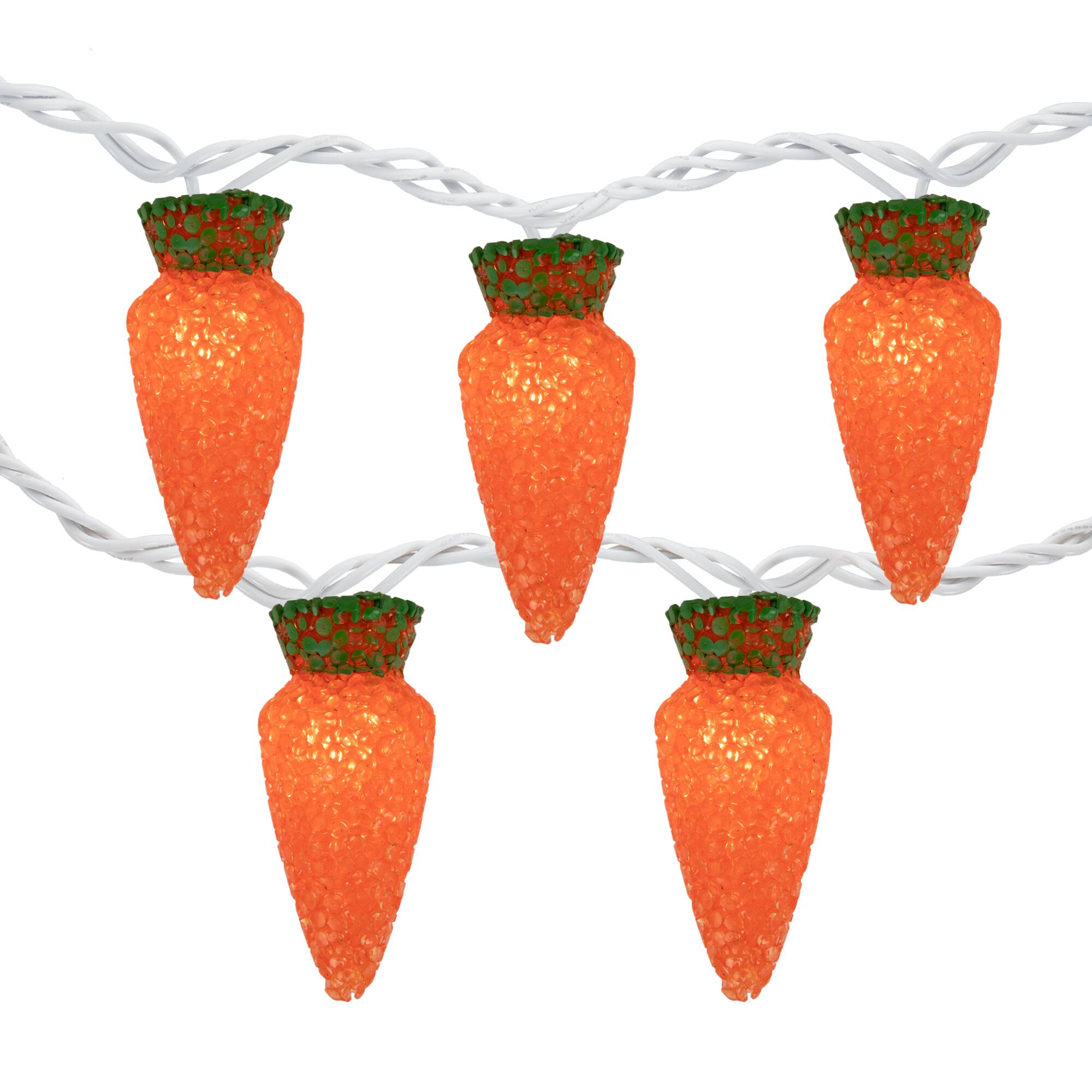 Front. Northlight - 10-Count Orange Carrot Easter String Light Set, 7.25ft White Wire - Orange.