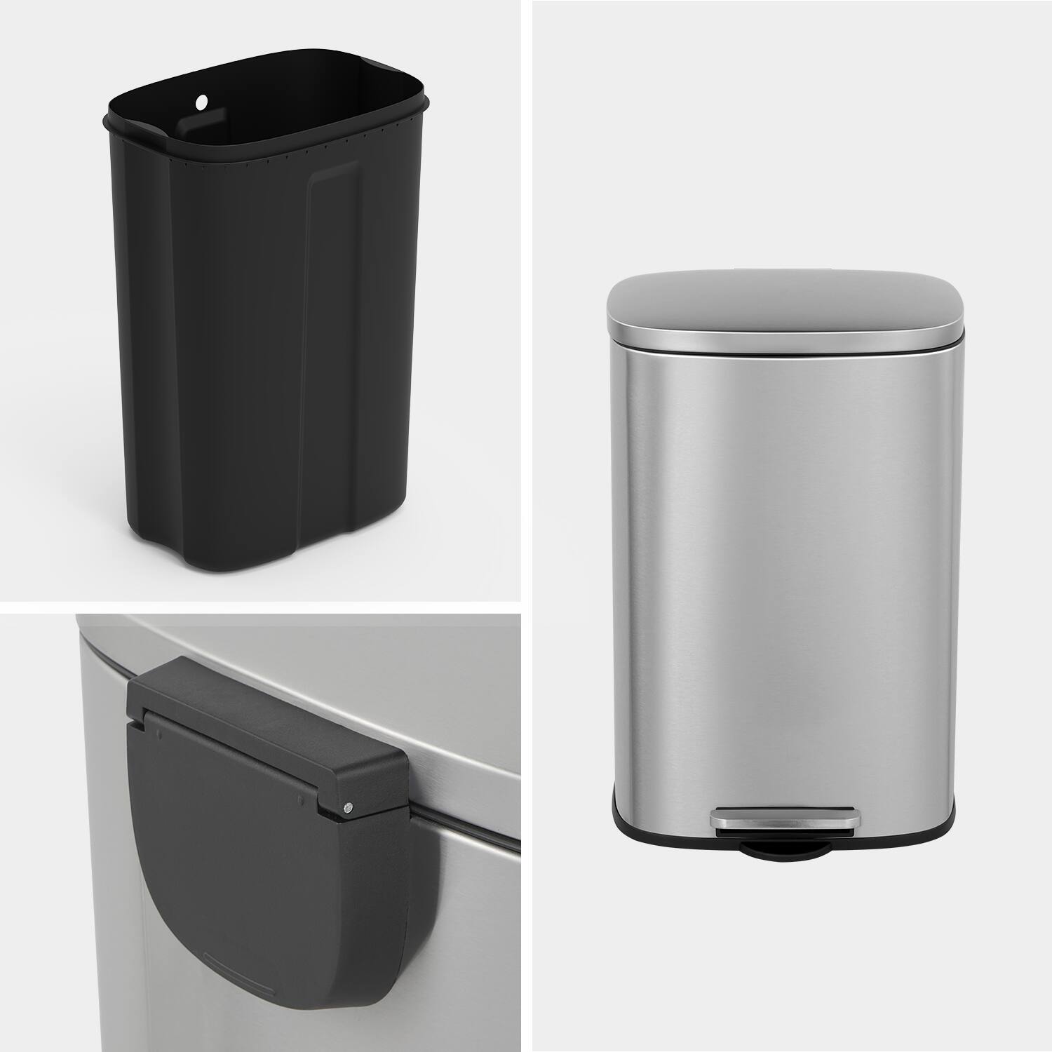 Alt View 5. Innovaze - 13 Gal./50 Liter Oval Shape Stainless Steel Step-on Trash Can for Kitchen - Sliver.