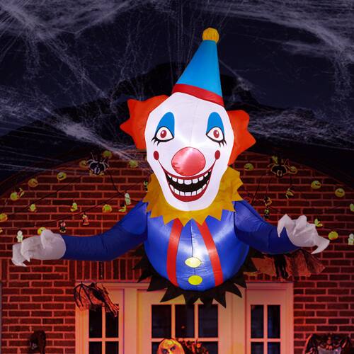 Front. Winado - 3.3FT Halloween Inflatable Wall Hanging Joker Decoration with Build-in LED Light Blow Up for Holiday Outdoor Indoor Lawn - Blue.