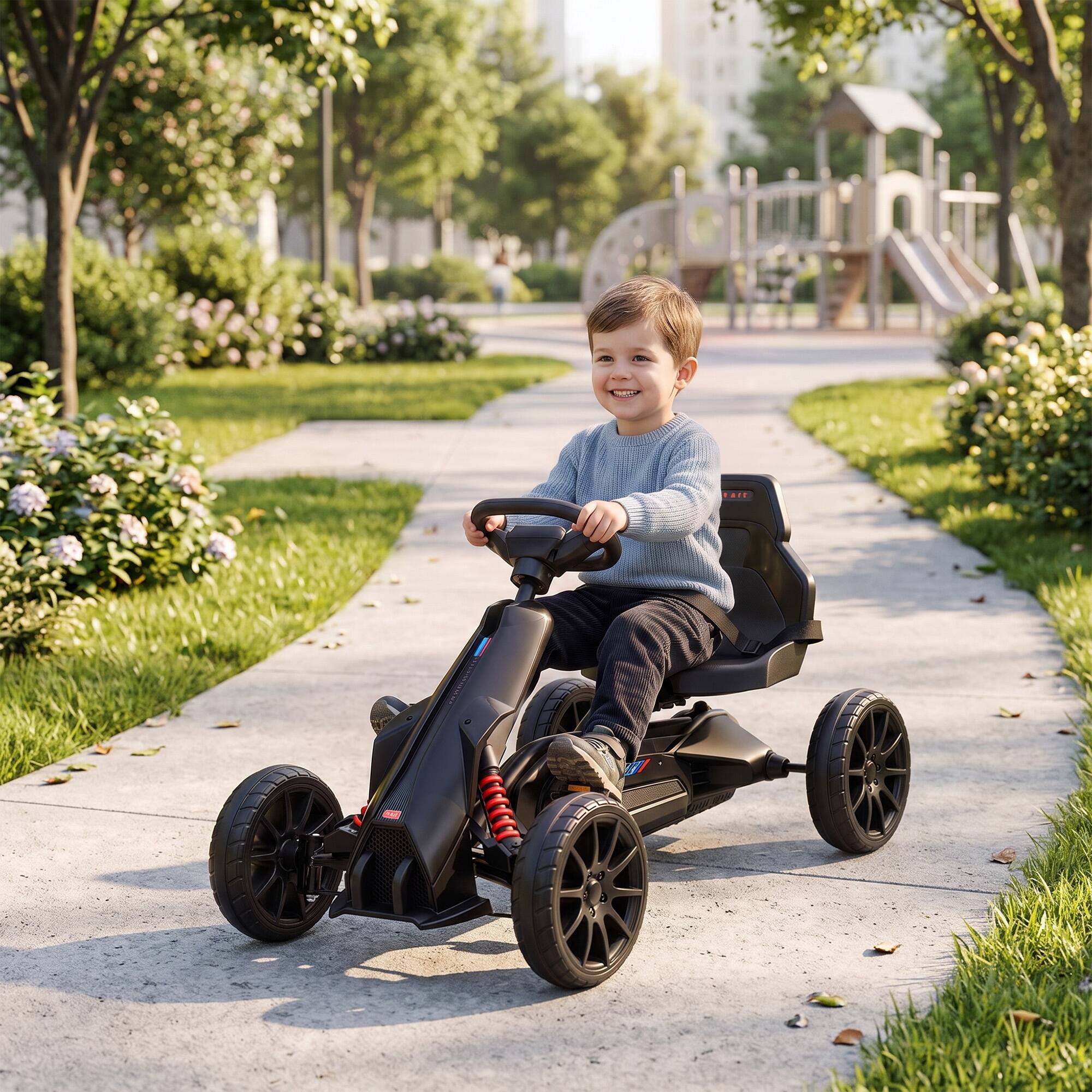 Alt View 8. Aosom - Kids Pedal Go Kart W/ Adjustable Seat - Black.