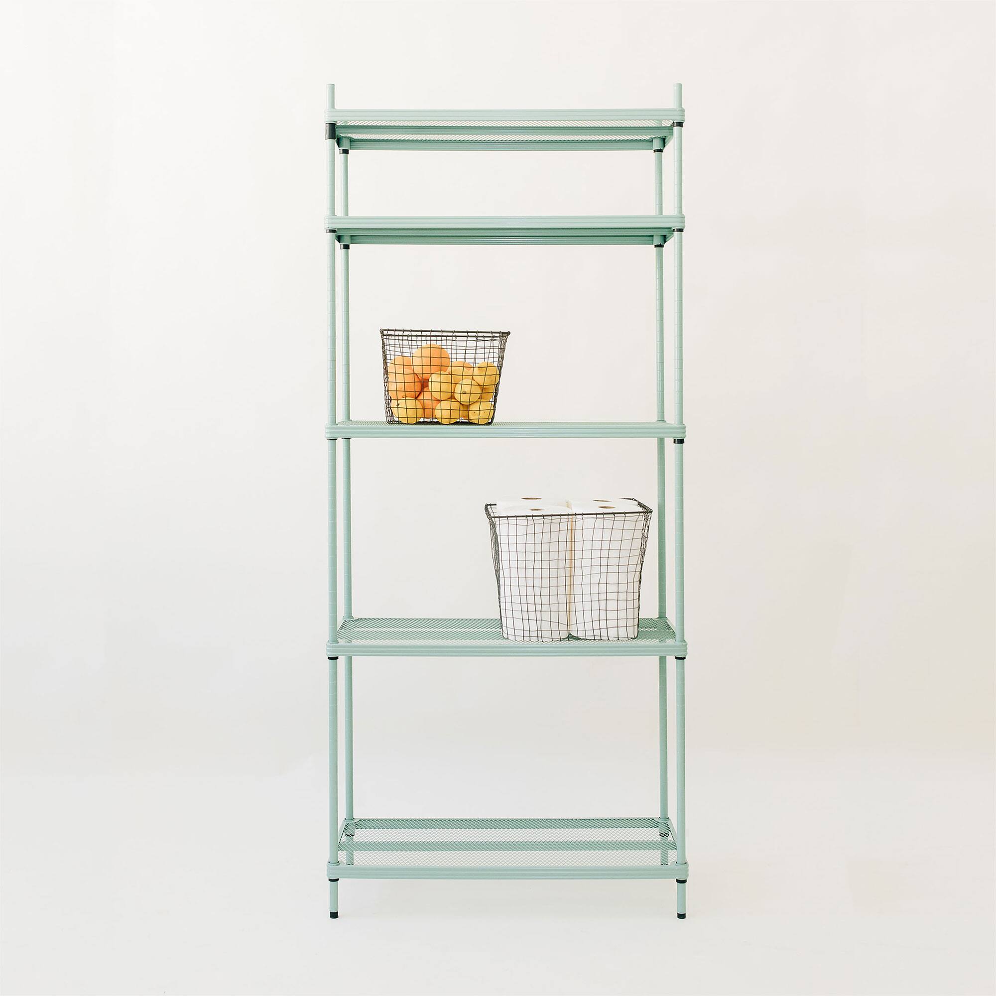 Alt View 3. Design Ideas - Design Ideas MeshWorks 5 Tier Metal Storage Shelving Unit Rack Bookshelf, Green - Sage Green.