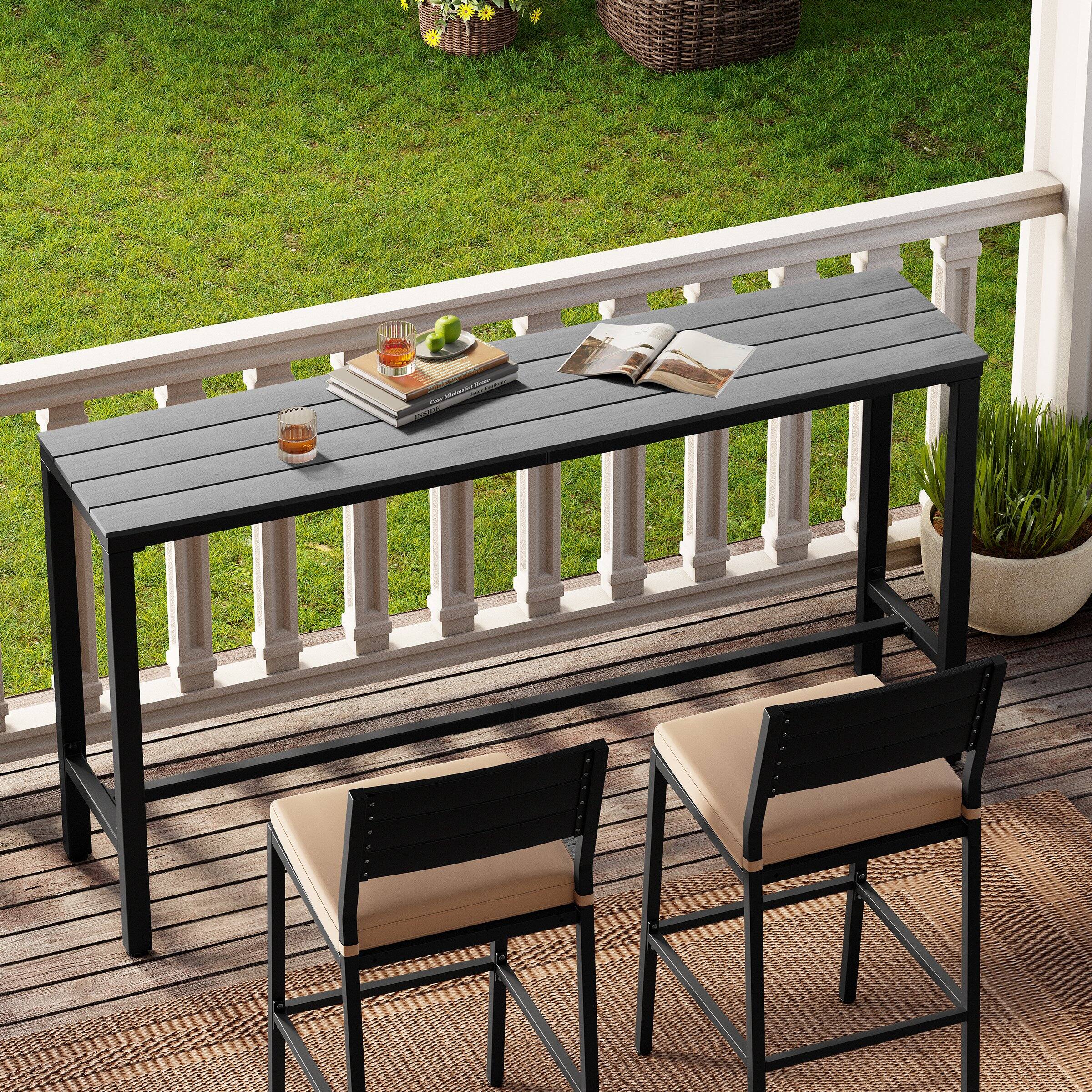 Back. Crestlive Products - Crestlive Products Rectangle Outdoor Bar Table with Waterproof Top and Sturdy Metal Frame - Gray.